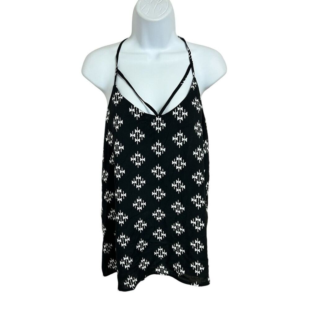 No Boundaries Black Aztec Woven Tank Top Sz XL (15-17) Strappy Loose New